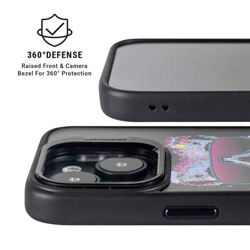 Liquid Blue Neon Skull with Glasses iPhone 14 Kickstand Case